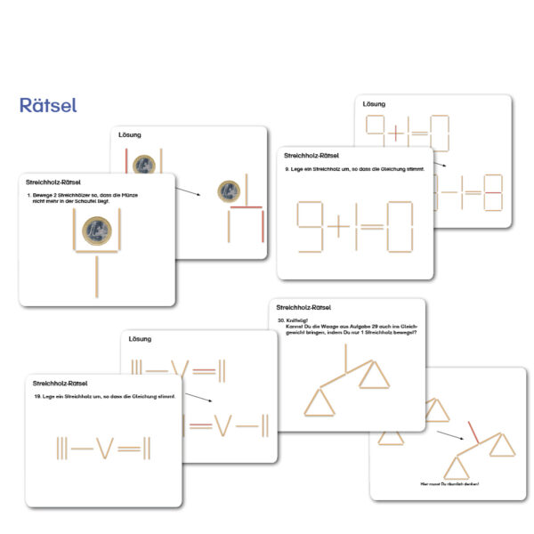 Arbeitskartei Rätsel, Spiele und Bilder mit Streichhölzern – Bild 3